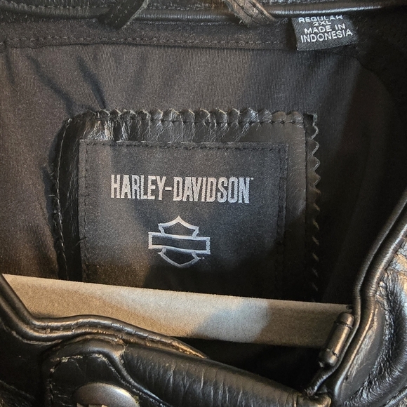 Harley Davidson Black Genuine Buffalohide Leather Jacket Mens Size 2XL Biker - Picture 4 of 10